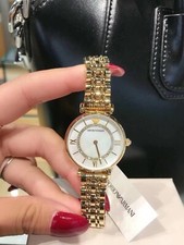 New Emporio Armani Women's Two-Hand Gold-Tone Stainless Steel Watch - AR1907