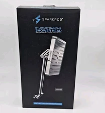 SparkPod 8" Square Rain Shower Head with 16" Head Extension Arm, Charcoal Grey