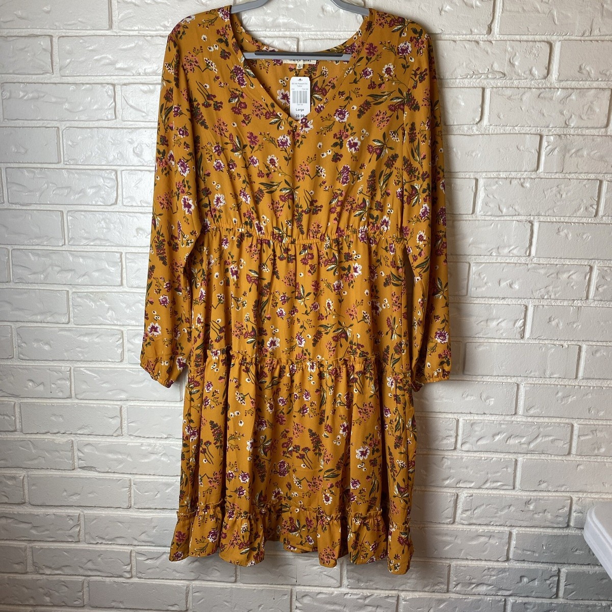 Indigo Soul NWT Women's Multi Fall Color Dress Size L Peasant Western  Cowgirl | eBay
