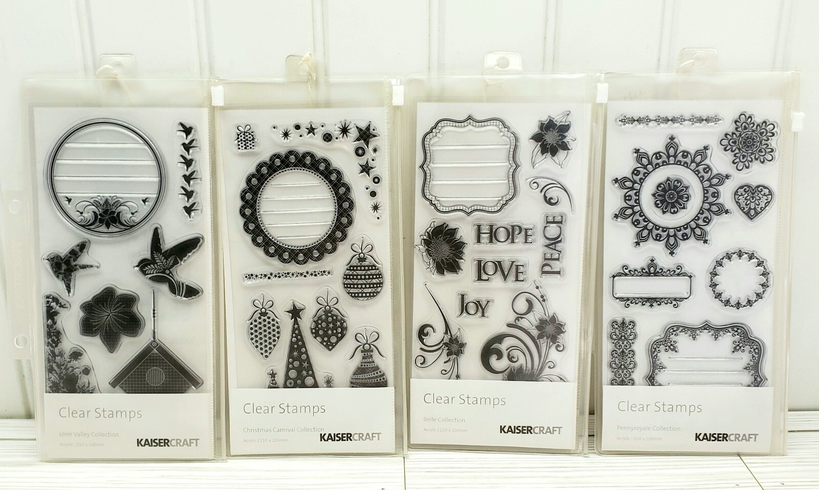 Lot of 4 Kaisercraft Clear Stamps Christmas Birds Flowers Words UNMOUNTED