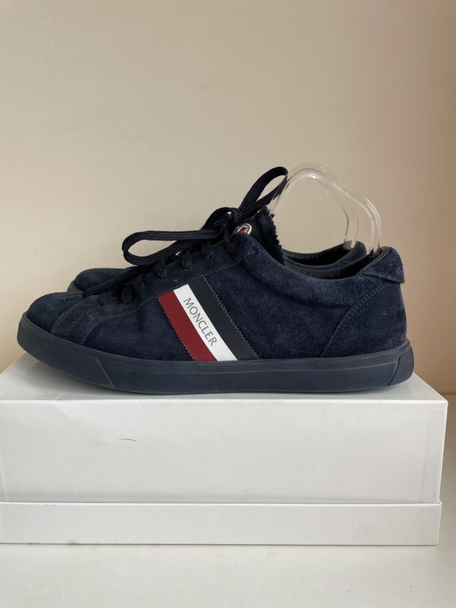 関税込 Moncler Trainers MONCLER MONICO NAVY BLUE SUEDE LACE UP TRAINERS SIZE UK 7.5