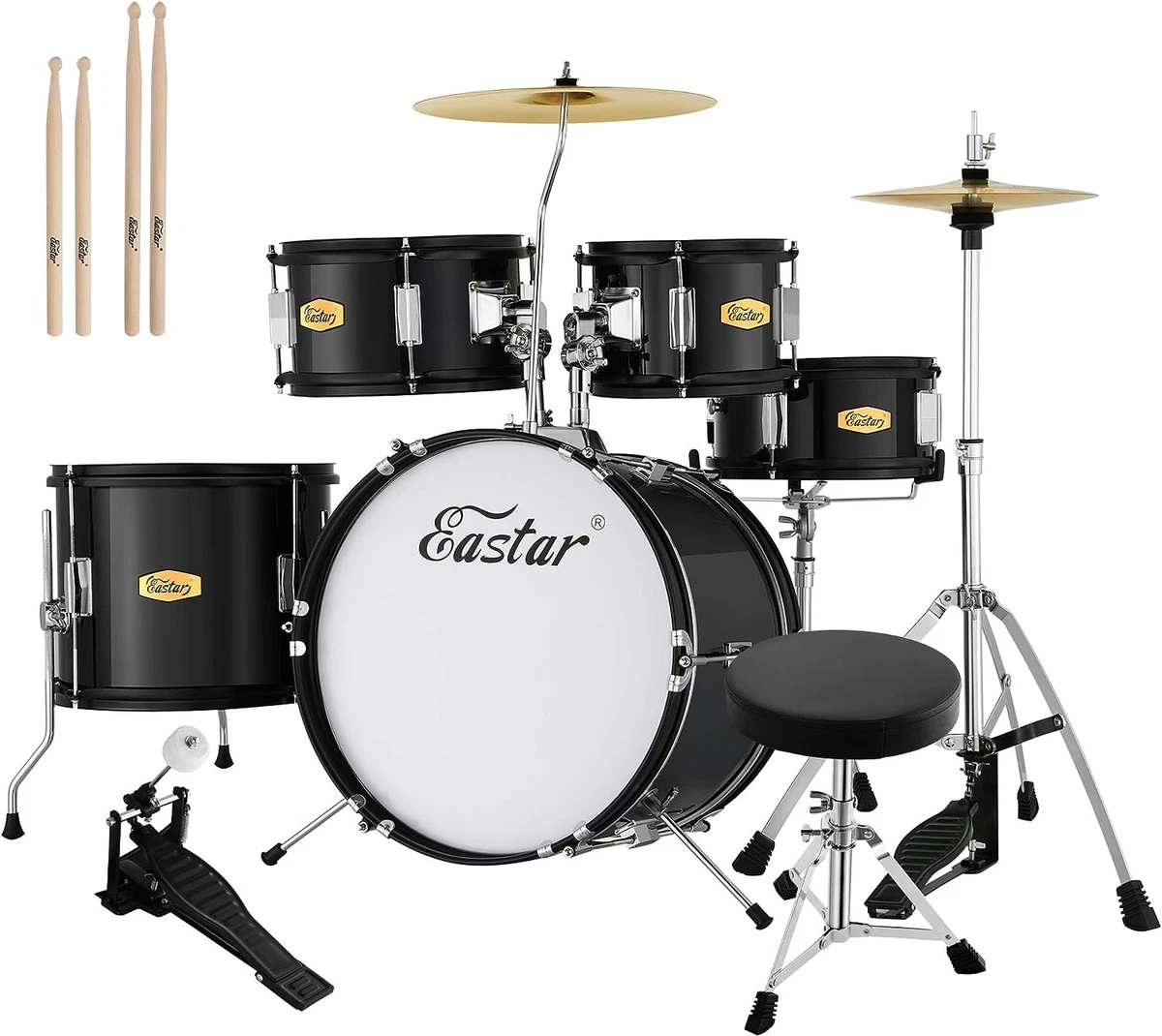 Drum Set 16 Inch 5 Piece Junior Drum Kit for Beginners Kids Teenagers with Adj