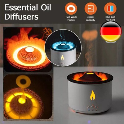 Vulkan Diffuser 360ML Volcano Diffuser Flamme Aroma Diffusor mit Fernbedienung