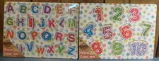 Set of Two - Wooden Puzzles - Alphabet and Numbers - New in Plastic
