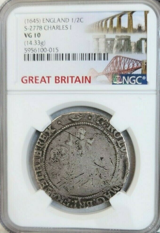 crownページ！！ 1645 ENGLAND SILVER 1/2 CROWN S-2778 CHARLES I NGC VG 10 SCARCE
