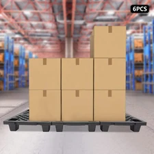 6pcs Plastic Pallets Interlocking Storage Stackable Anti-slip Loading Pallets