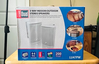 NEW Dual LU47PW 200W 3-Way Indoor/Outdoor Dynamic Loudspeakers (Pair) - White