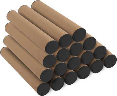 18 Pack 15 Inches Kraft Shipping Tubes, Mailing Tubes with Black Caps for Shippi