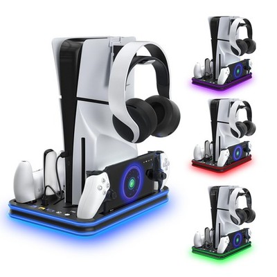 PlayStation Portal Charger, PS5 Stand and Cooling Station with RGB LED Black 