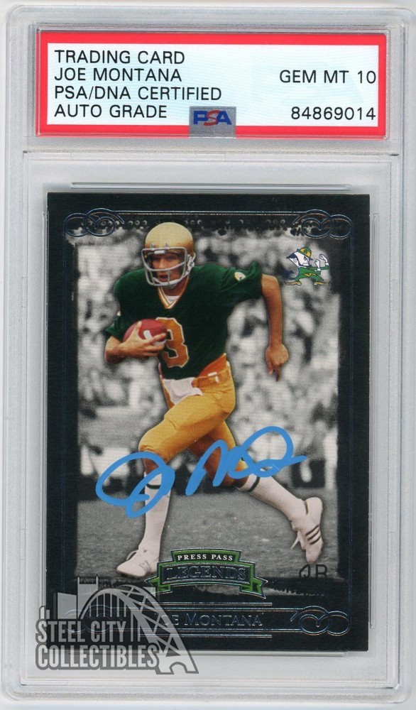 Joe Montana 2008 Press Pass Legends Autograph Card #75 PSA/DNA 10 (Light Blue)