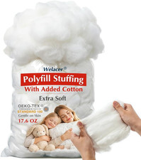 Welacer Added Cotton Polyfill Stuffing, 1.1lb/17.6oz Extra Soft Pillow Stuffing,