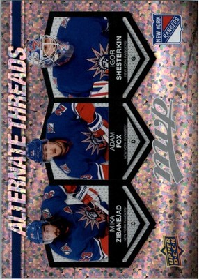 2023-24 UD MVP Alternate Thread AT10 Mika Zibanejad Adam Fox Igor Shesterkin HKY