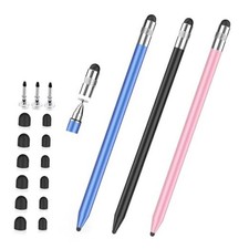 Stylus Pen for Touchscreen, 3-in-1 Rubber Disc Stylus, Black/Blue/Rose Gold