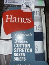 Hanes Ultimate 3-Pair Women Boxer Briefs Underwear Panties Cotton Originals XL