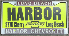 Long Beach California Harbor Chevrolet Vintage Gm Dealer License Plate Frame