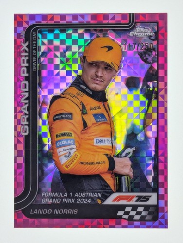 2025 Topps Chrome Formula 1 F1 Lando Norris Pink Checker Flag Refractor /250 132