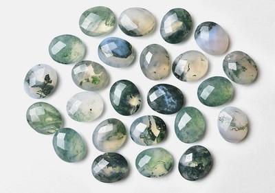 Natural Moss Tree Agate Oval Rose Cut 6x8mm To 15x20mm Loose Gemstone