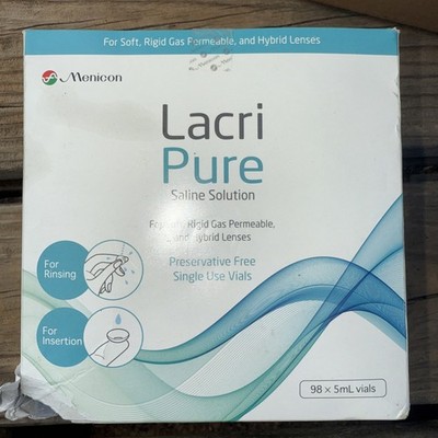 Menicon LacriPure Rinsing and Insertion Saline 98 Vials Exp 2027