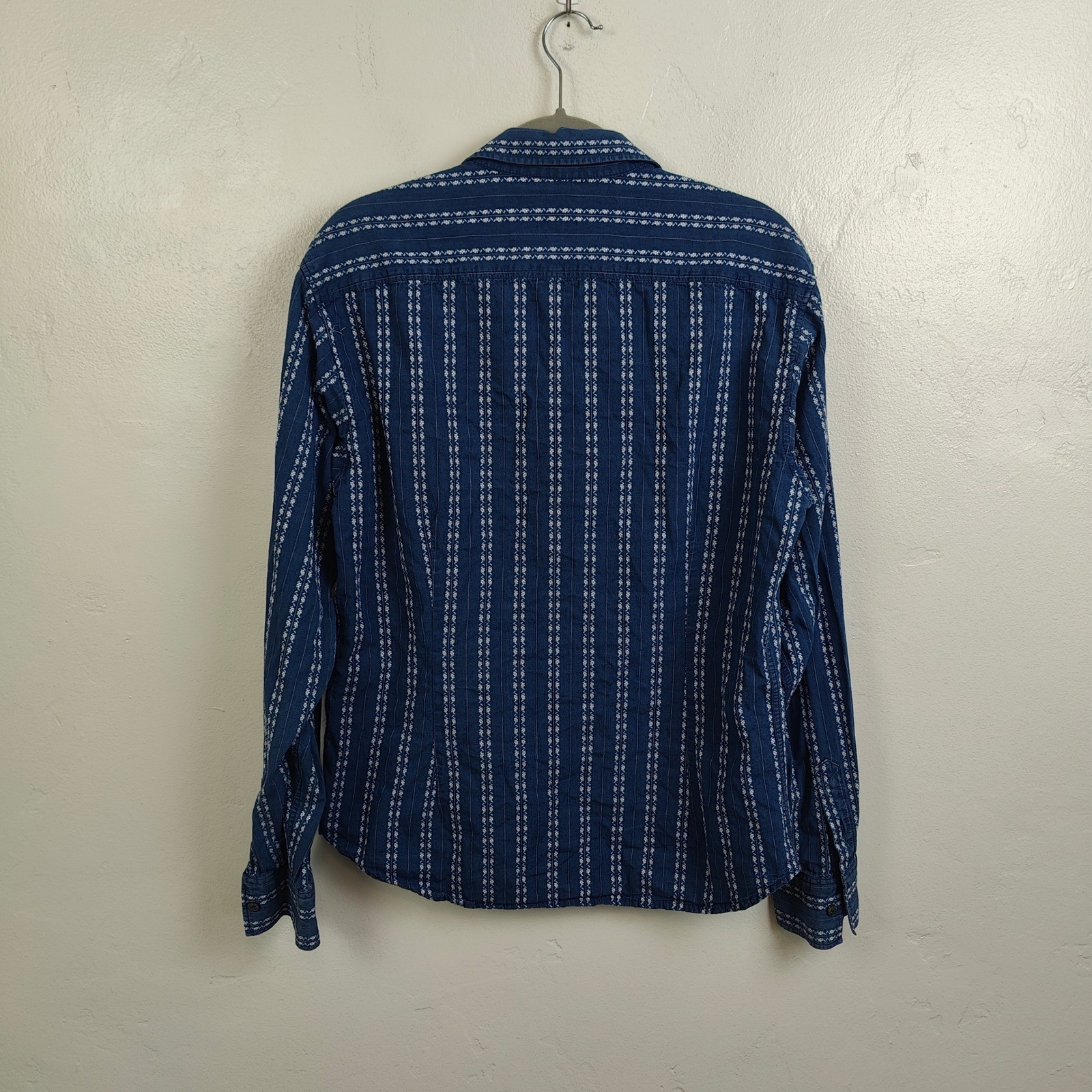 Paul Smith Jeans Mens Shirt Large Blue Embroidered Stripe Casual Boho Designer image 5