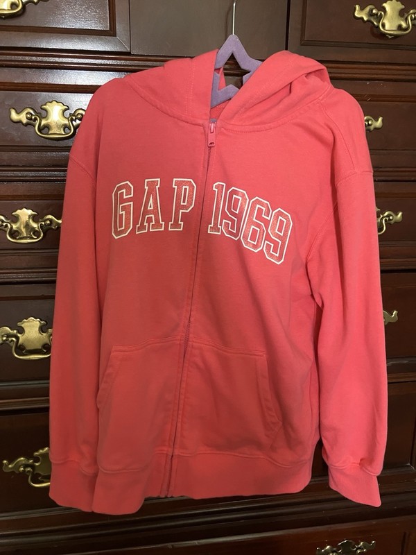 Gap Kids Coral Pink Full Zip Hooded Hoodie w/ Pockets Logo, Girls XL (14/16)