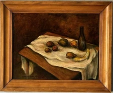 FRANCES ROWE ANTIQUE MODERN STILL LIFE OIL PAINTING OLD VINTAGE CUBISM  1946