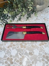 Ancien Set à découper à Fromage Laguiole – Manche noir & finition dorée