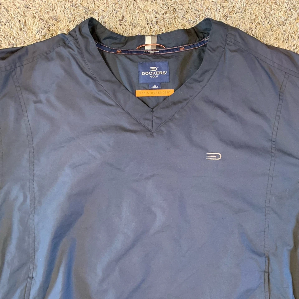 Dockers Golf Jacket Mens Large Black Stain Defender Windbreaker Pullover - Image 2 of 4