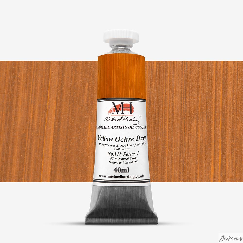 Michael Harding Artists Oil Paint Linseed Oil 40ml Yellow Ochre Deep Colour