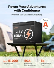 12V 100Ah Deep Cycle LiFePO4 Battery with Smart BMS for RV - Durable Lithium Iro
