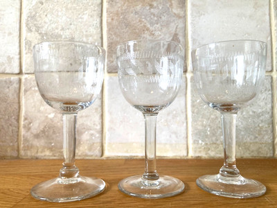 Edwardian c.1910 Greek Key Design Sherry/Weinglas - Preis pro Glas
