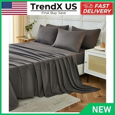 Set Lenzuola Queen 6 Pezzi Hotel Lusso 1800 Microfibra Lenzuola Morbide Rughe Fr