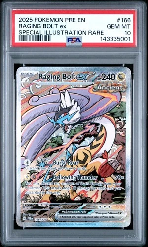 2025 POKEMON PRE EN-PRISMATIC EVOLUTIONS #166 RAGING BOLT EX PSA 10