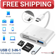 USB C 3 in 1 Hub Converter Type-C Adapter SD Card Reader For MacBook Pro Laptop