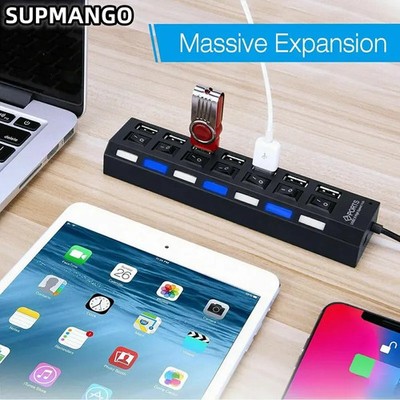 USB 2.0 Hub 7 Ports Hochgeschwindigkeits Adapter Tragbar Computer