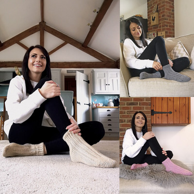 Dicke bunte Stricksocken Winter warm tief geschnittene Wollmischung Stiefelettensocken LWAS