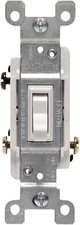 15 Amp, 120 Volt, Toggle Framed 3-Way AC Quiet Switch, Residential Grade, Ground