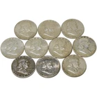 Lot of 10 1963-D Franklin Half Dollars 90% Silver $5 Face Value in Flips