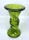 FENTON Vintage Green Art Glass Torch Bud Posey 4" Hand Vase