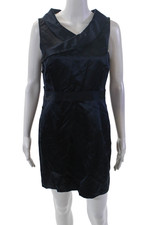 Vera Wang Lavender Label Womens V-Neck Zip Back Sleeveless Dress Blue Size M