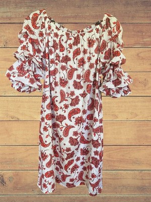 boho peasant dress Vintage 70s White Boho Cotton Crochet Peasant Dress (S-L)  Closed Caption