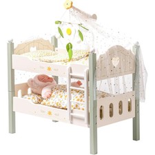 ROBOTIME Puppen-Etagenbett Holz Puppenbett umbaubar Leiter Bettzeug 18 Zoll