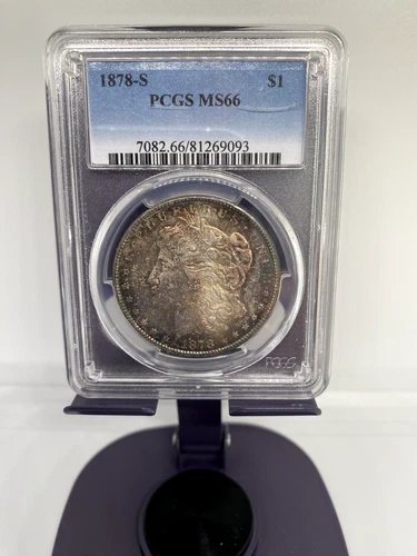 1878 S MORGAN SILVER DOLLAR, PCGS MS66. COIN IS TONED. $350 BELOW BOOK VALUE.