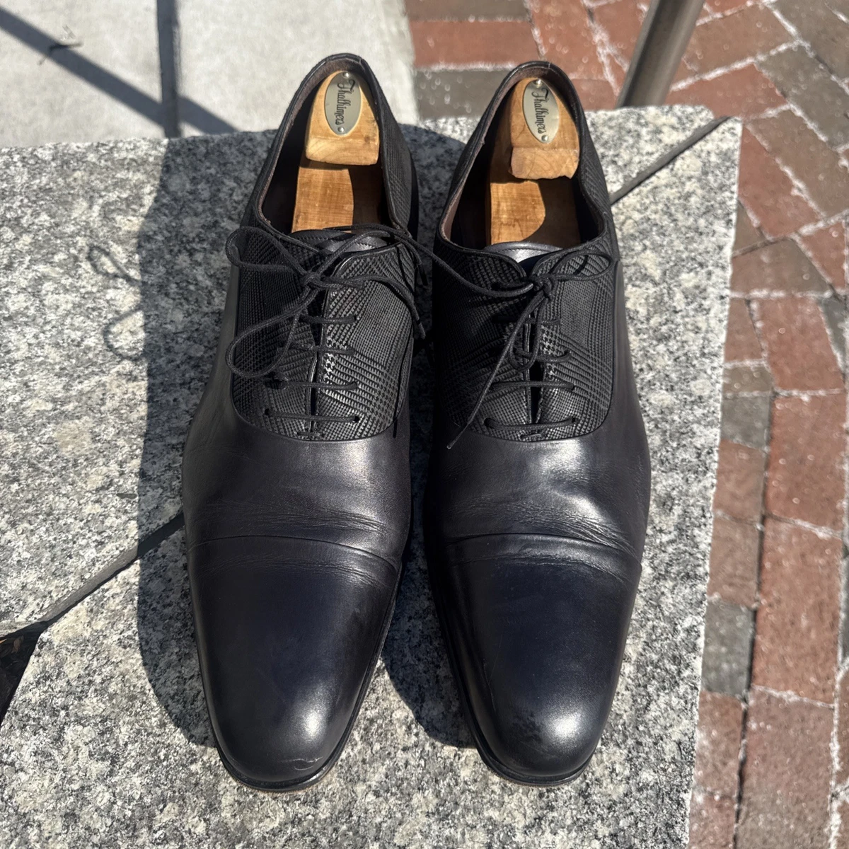 Mezlan Platinum Trapani Lizard Derby Square Toe Lace Up Oxford Shoes SZ 8.5M Oxford Mezlan Gray Dress Shoes for Men for sale | eBay main image 3
