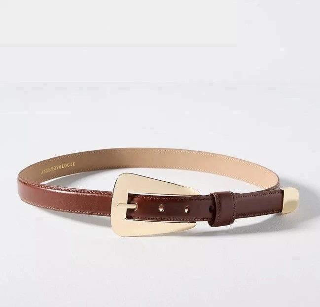 Anthropologie Beige Tailored Western Belt with Silver Buckle, Medium Menswear Western Belt | Anthropologie main image 2