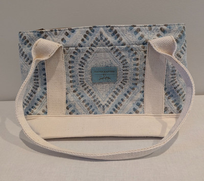 SiKeMa Light Blue Canvas Tote - High Capacity, Spiritual Geometry Print