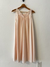 Vintage Romantic Ethereal Cottagecore Pale Pink Dainty Lace Trim Nightgown Rose