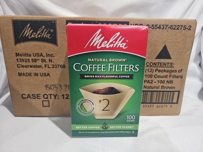 Melitta #2 Cone Natural Brown Coffee Filters (1200 Filters) Case Of 12