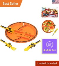 Plate and Utensils Set - -Made Toddler Dinnerware with Divided Plates Constru...