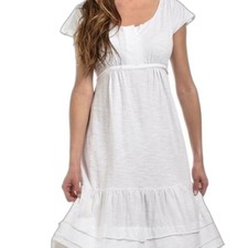 Goubi White Ruffle Summer Dress Women’s XXL Tieback Waist Lightweight Material