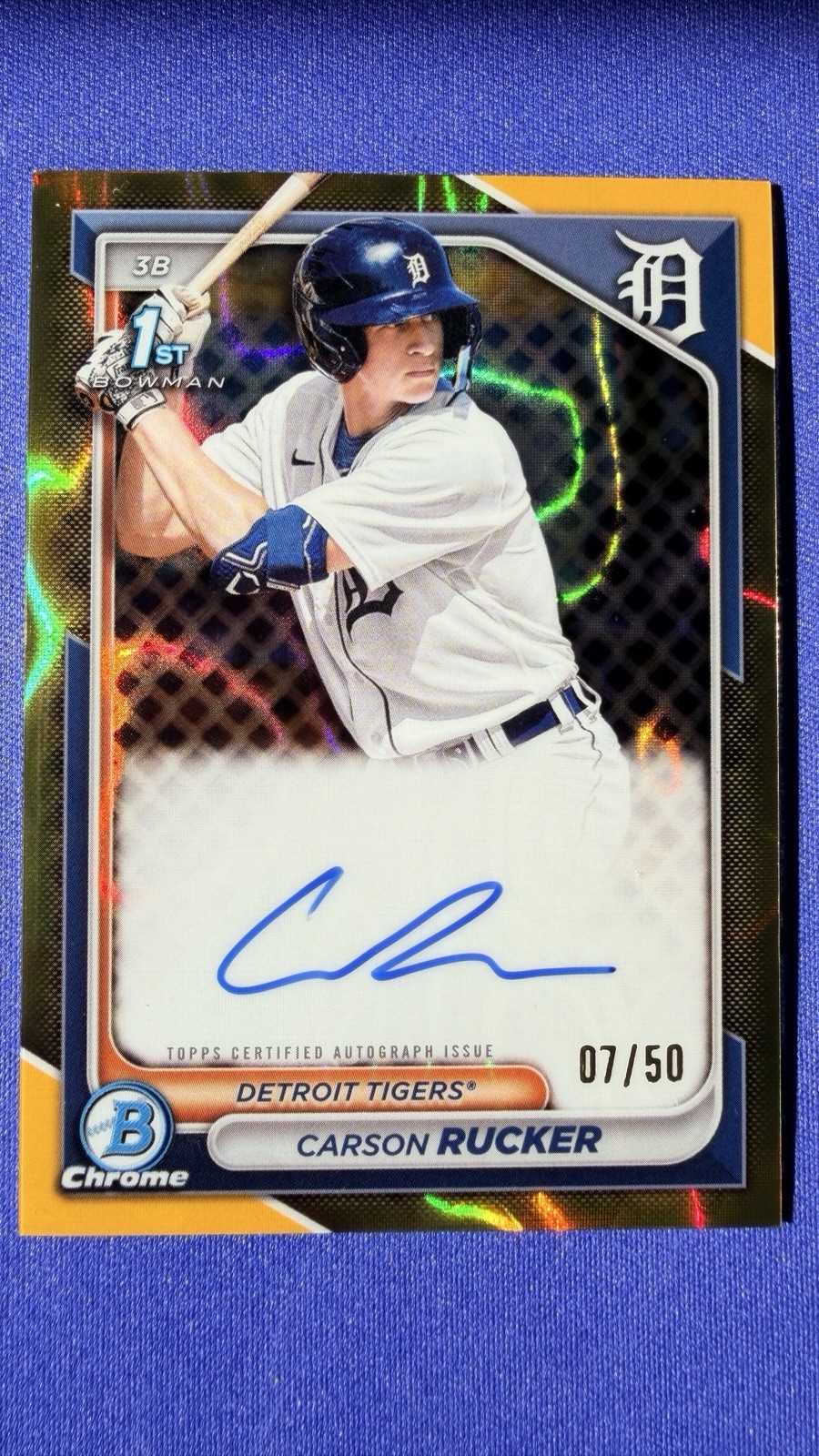 2024 Bowman Chrome Sapphire Carson Rucker AUTO /50 Gold LAVA Refractor #BSPA-CR